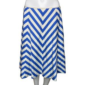 Talbots Skirt Womens 8‎ Blue White Chevron A Line Pleated Midi Career Nautical